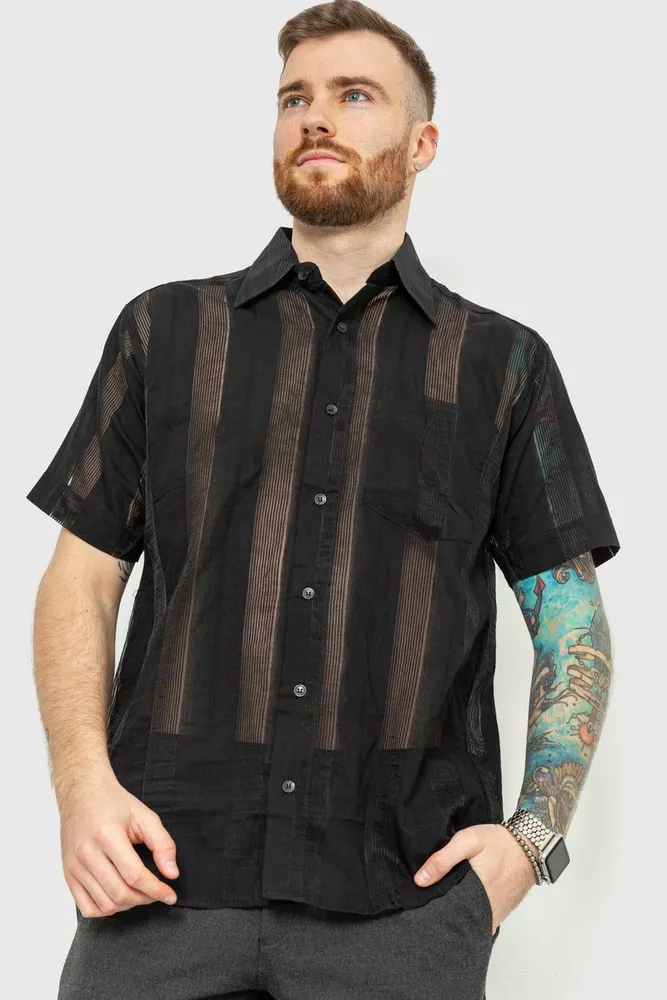 Купить Рубашка мужскя классическая, цвет черный, 167R965 - Фото №1
