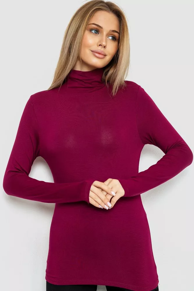 Купити Гольф жіночий однотонний, колір бордовий, 186R505 оптом - Фото №1