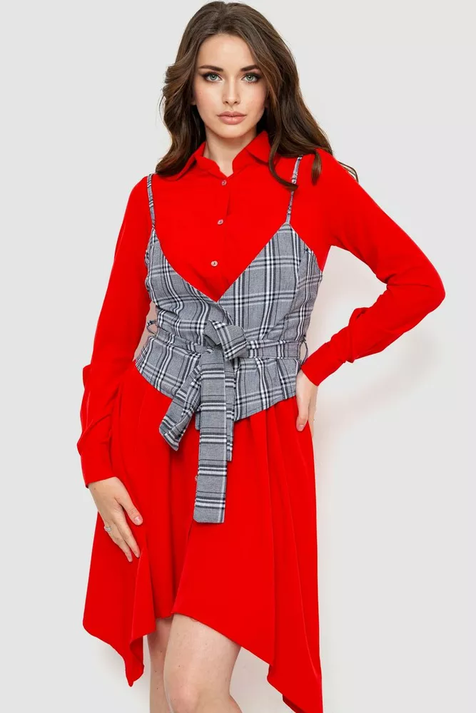 Купити Сукня  вільного крою, колір червоний, 186R530 - Фото №1