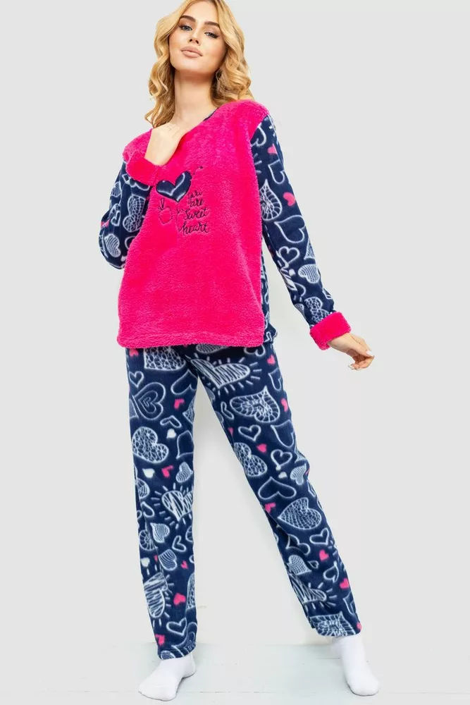Купить Пижама женская махра, цвет розовый, 214R0151 оптом - Фото №1