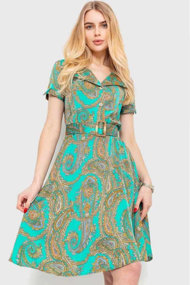 Купить Платье, цвет зеленый, 230R024-2 - Фото №1