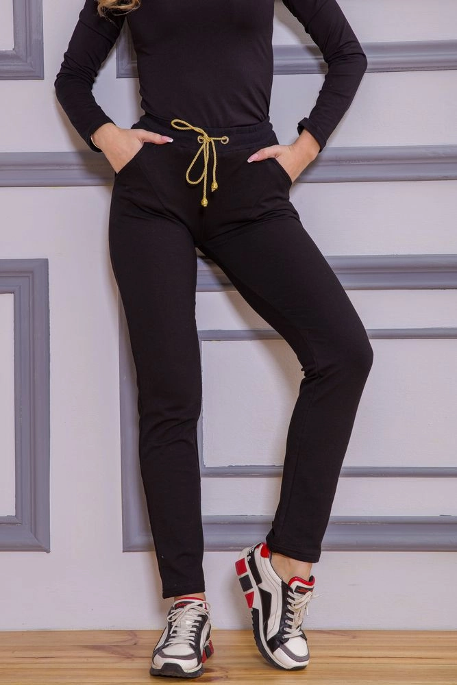 Купить Спортивные женские штаны прямого кроя цвет Черный 167R756 - Фото №1