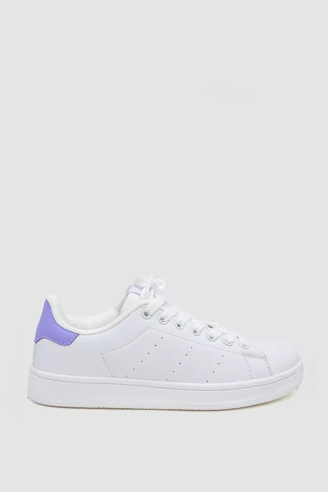 Купить Кеди женские на шнурках, цвет бело-фиолетовый, 248RH187-4 оптом - Фото №1