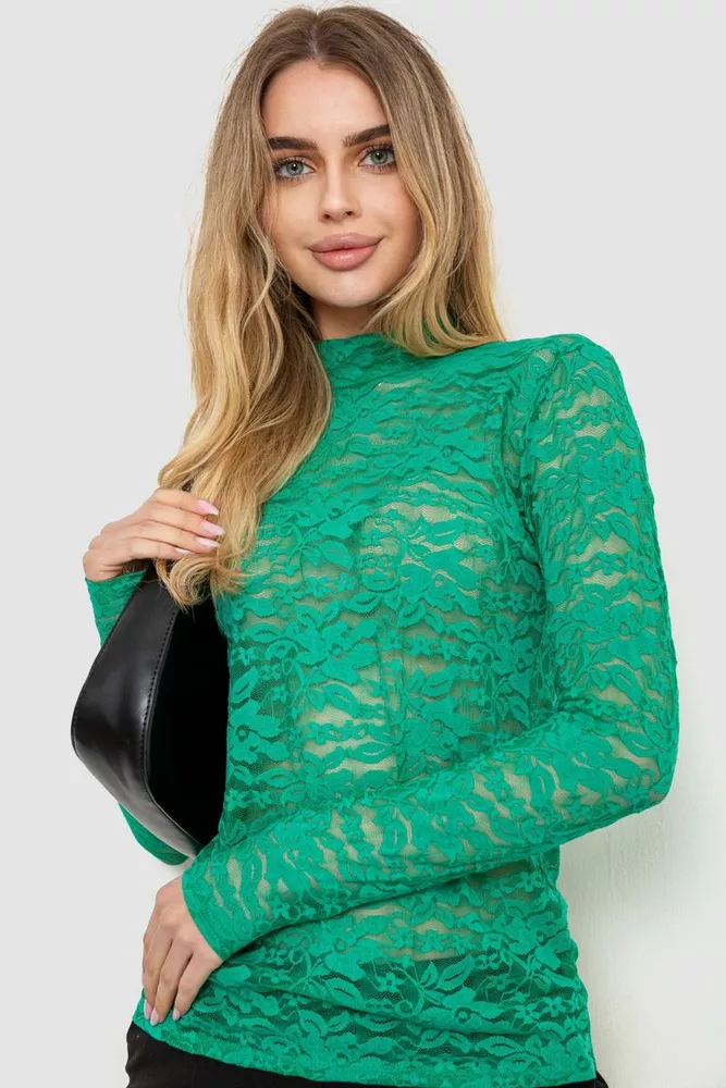 Купить Гольф женский нарядный, цвет зеленый, 186R306 - Фото №1