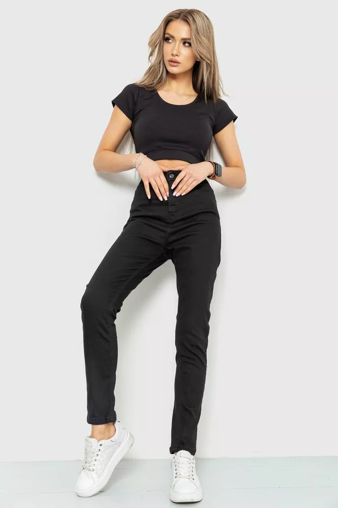 Купити Джинси жіночі skinny, колір чорний, 186R0028 оптом - Фото №1
