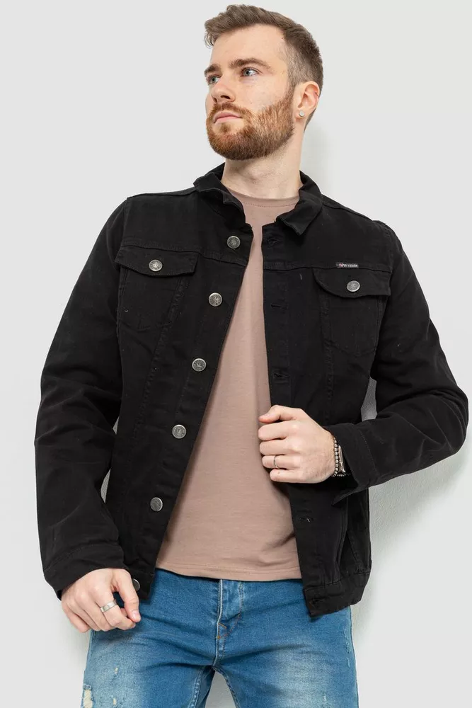 Купити Джинсова куртка чоловіча, колір чорний, 157R501 оптом - Фото №1
