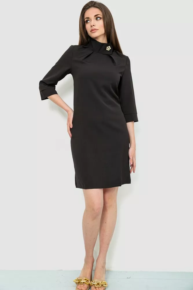 Купить Платье однотонное нарядное, цвет черный, 186R617 - Фото №1