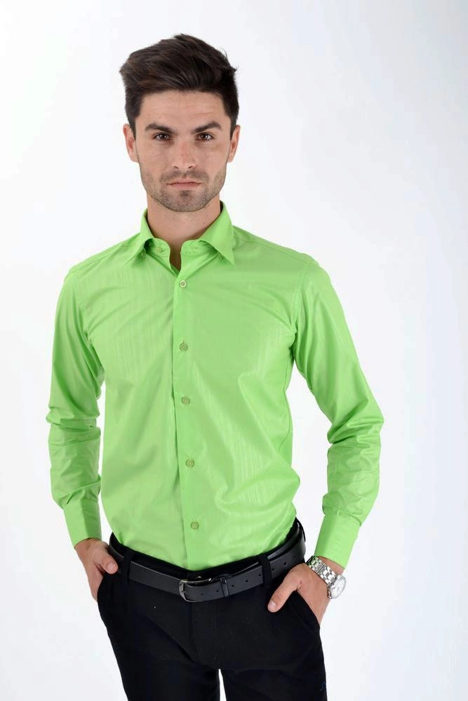 Купить Рубашка мужская яркая салатовая 50PD889-28 - Фото №1