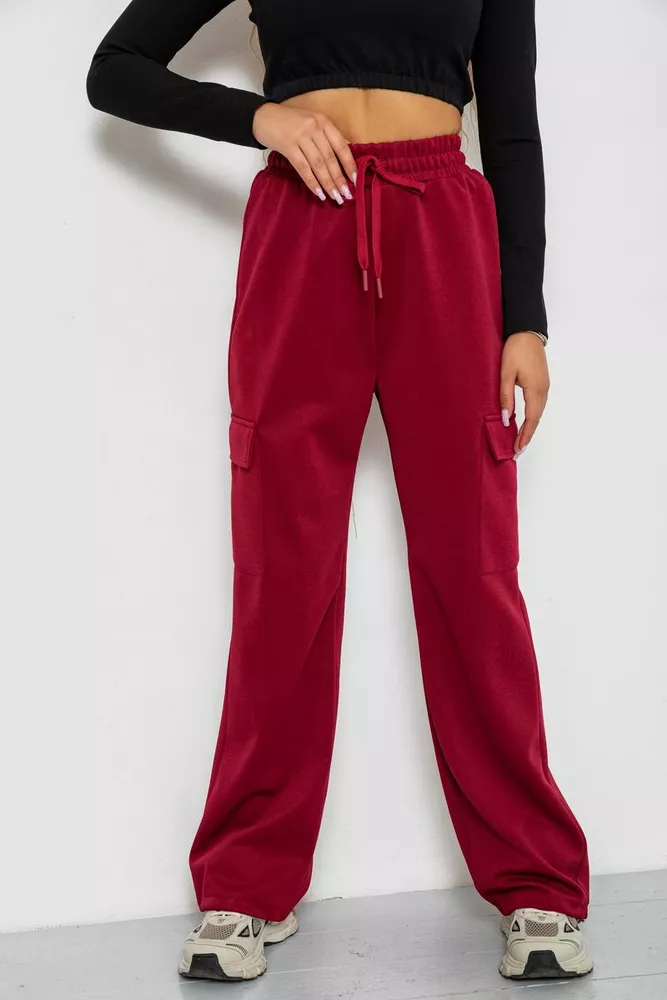 Купити Спорт штани жіночі, колір бордовий, 129R1355 - Фото №1