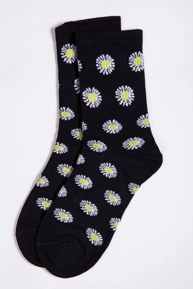 Купити Жіночі чорні шкарпетки в квітковий принт 151R2845-3 - Фото №1