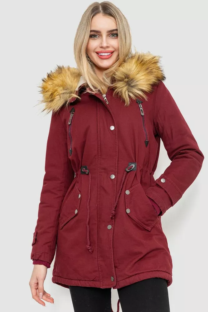 Купити Парка жіноча зимова, колір бордовий, 244R6905 оптом - Фото №1