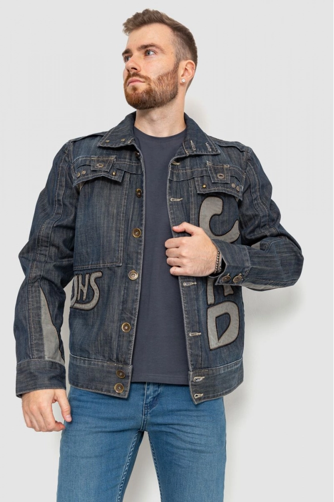 Купити Джинсовая куртка мужская, колір темно-синій, 201R3408 оптом - Фото №1