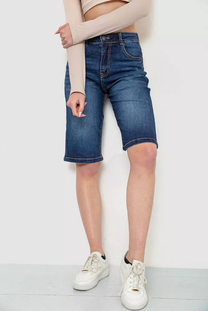Купить Шорти женские джинсовые, цвет темно-синий, 226R2016 оптом - Фото №1