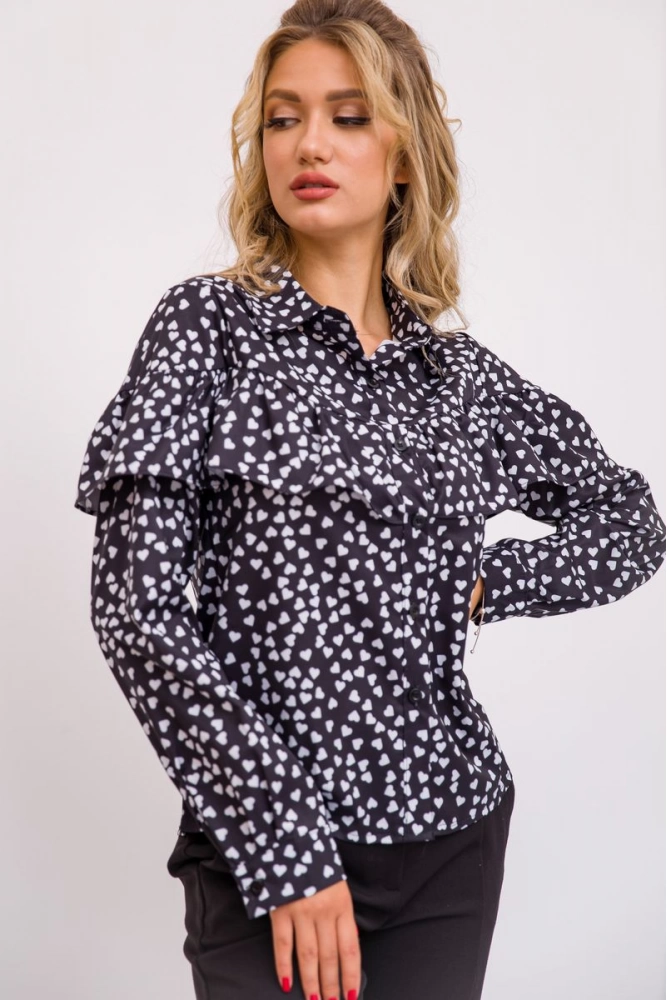 Купить Блуза женская с принтом, цвет черно-белый, 198R7920 - Фото №1
