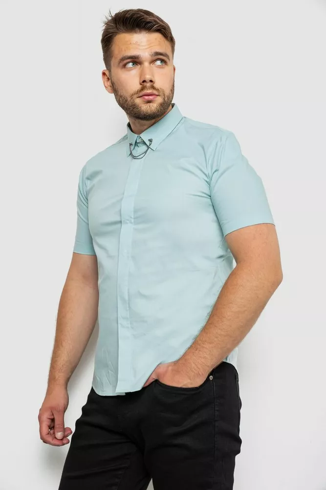 Купить Рубашка мужская однотонная, цвет мятный, 214R6917 - Фото №3