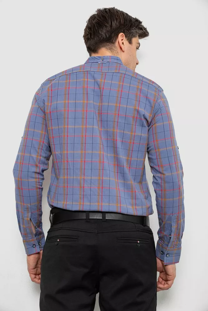 Купить Рубашка мужская в клеточку, цвет джинс, 214R1255 - Фото №4