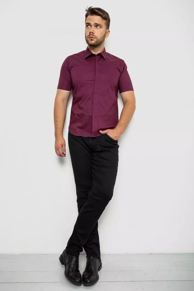 Купить Рубашка мужская однотонная, цвет сливовый, 214R6917 - Фото №2