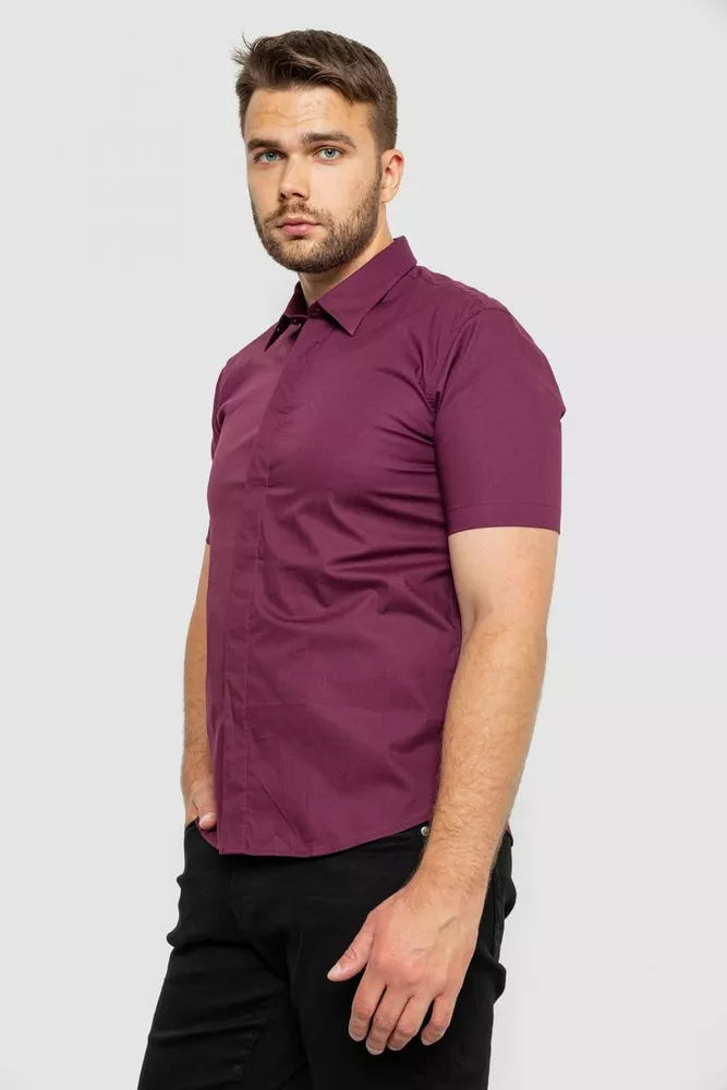 Купить Рубашка мужская однотонная, цвет сливовый, 214R6917 - Фото №3