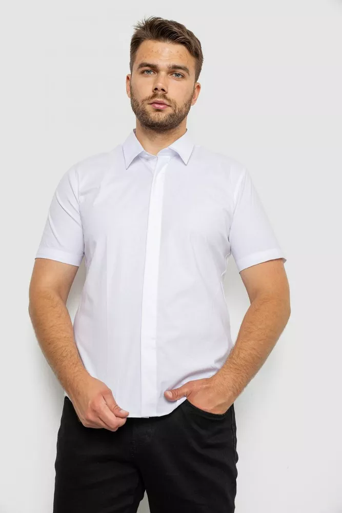 Купить Рубашка мужская однотонная, цвет белый, 214R6917 - Фото №1