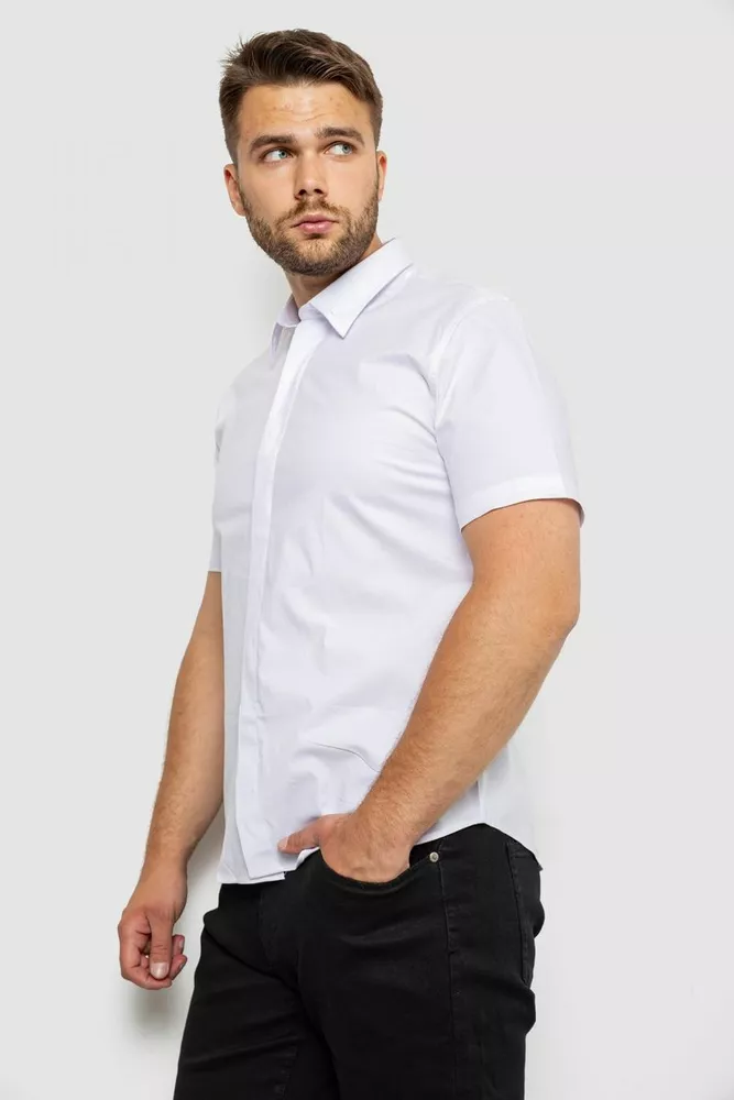 Купить Рубашка мужская однотонная, цвет белый, 214R6917 - Фото №3