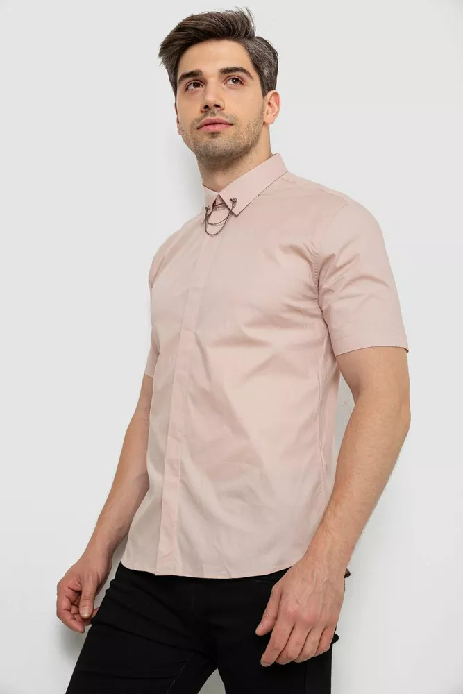 Купити Сорочка чоловіча однотонна, колір бежевий, 214R6917 - Фото №3