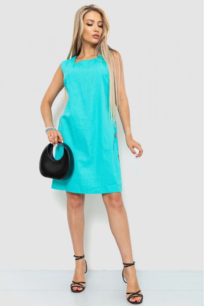 Купити Сукня однотонна -уцінка, колір бірюзовий, 176R025-U - Фото №1