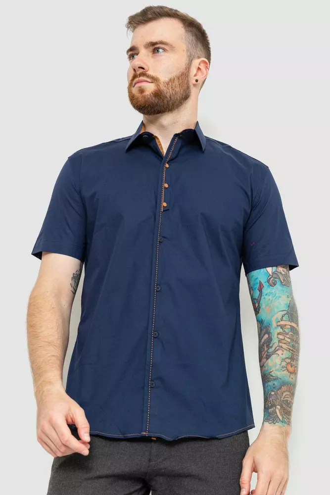 Купить Рубашка мужская, цвет темно-синий, 214R7543 оптом - Фото №1