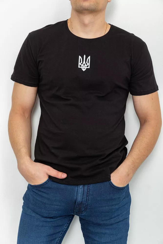 Купить Мужская футболка с тризубом, цвет черный, 226R022 оптом - Фото №1