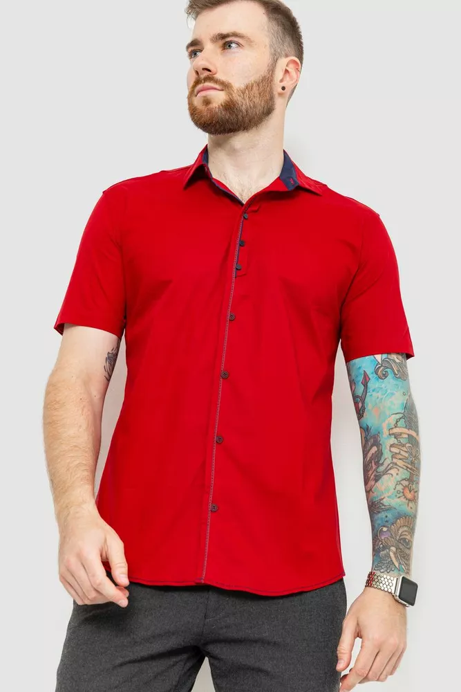 Купить Рубашка мужская, цвет бордовый, 214R7543 оптом - Фото №1