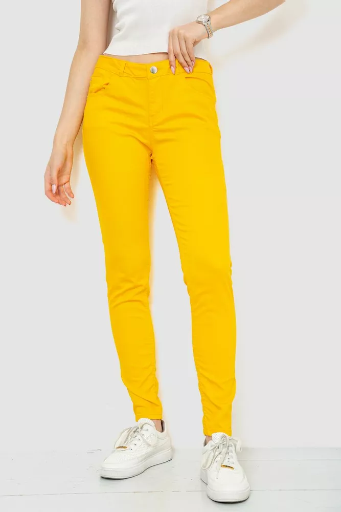 Купити Джинси жіночі, колір жовтий, 244R183 оптом - Фото №1