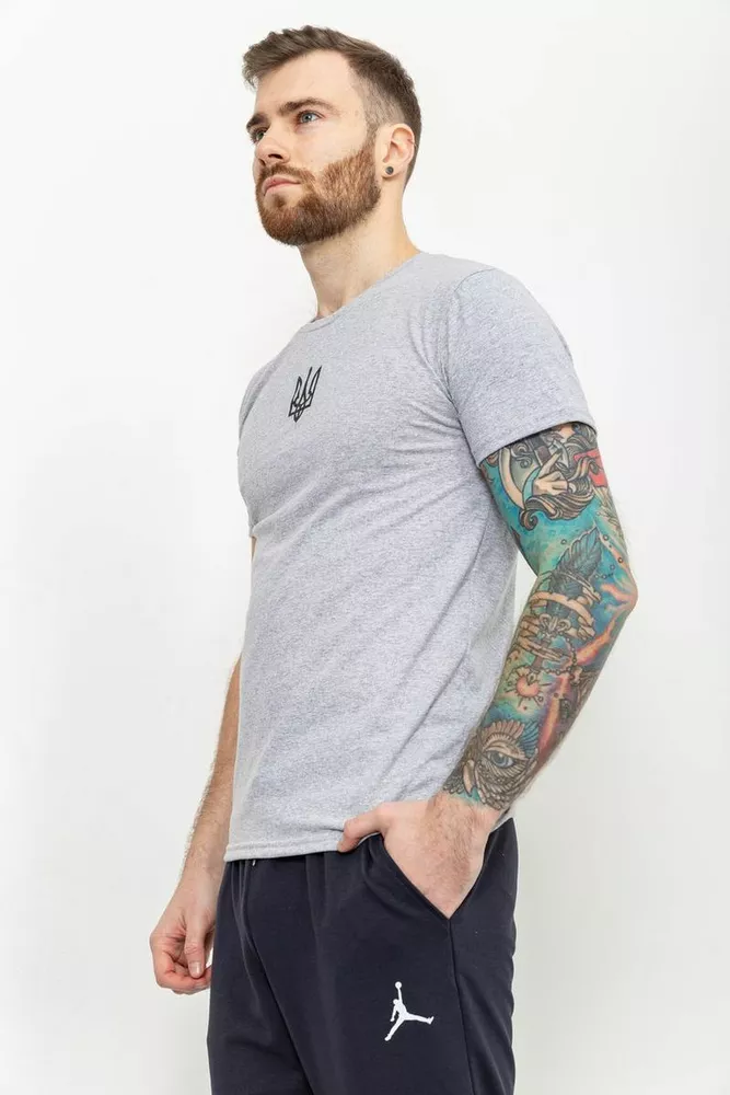 Купити Чоловіча футболка з тризубом, колір світло-сірий, 226R022 - Фото №1