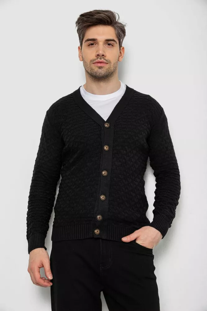 Купити Кофта чоловіча на ґудзиках, колір чорний, 238R7783 - Фото №1