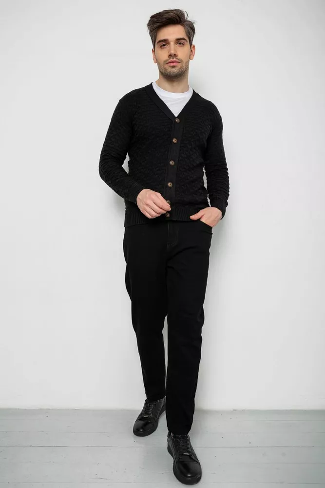 Купити Кофта чоловіча на ґудзиках, колір чорний, 238R7783 - Фото №2