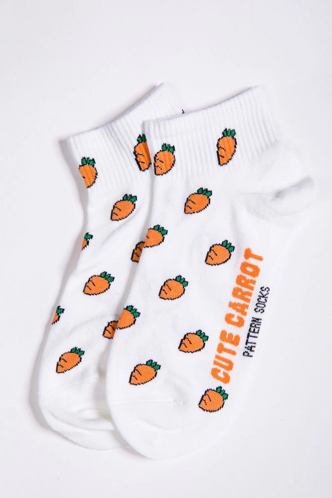 Купить Женские носки бело-оранжевого цвета с рисунками 131R137088 оптом - Фото №1