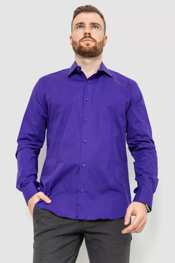 Купить Рубашка мужская однотонная, цвет фиолетовый, 214R7081 оптом - Фото №1
