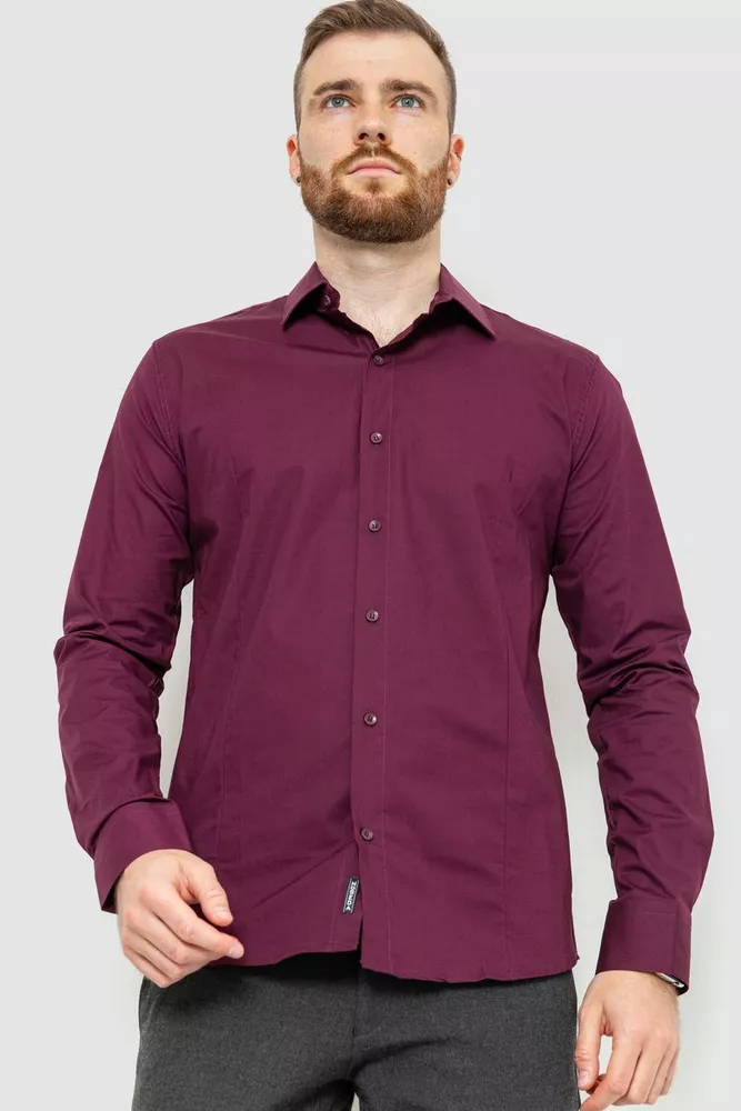 Купить Рубашка мужская однотонная, цвет сливовый, 214R7081 - Фото №1