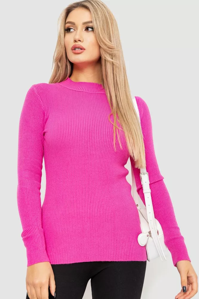 Купити Водолазка жіноча в рубчик, колір рожевий, 204R9029 оптом - Фото №1