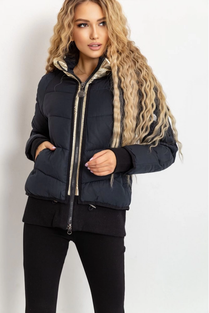 Купить Куртка женская зимняя, цвет черно-золотистый, 207R058 - Фото №1
