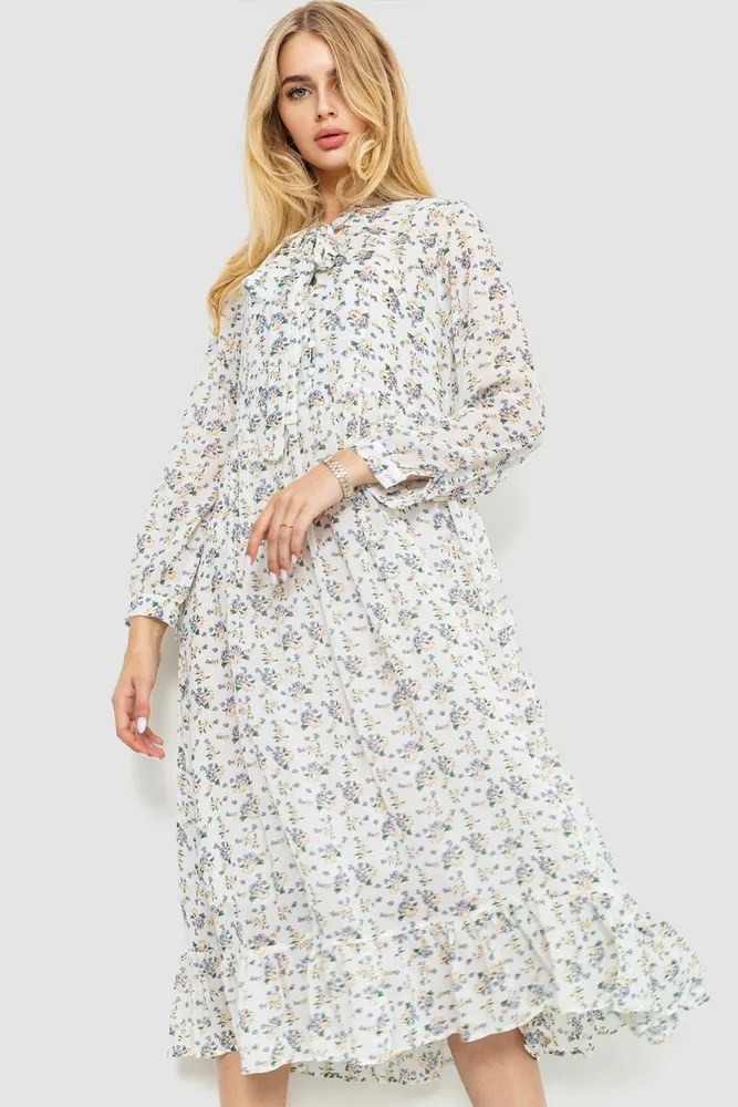 Купить Платье шифоновое на подкладке, цвет молочно-сиреневый, 214R9002 - Фото №1