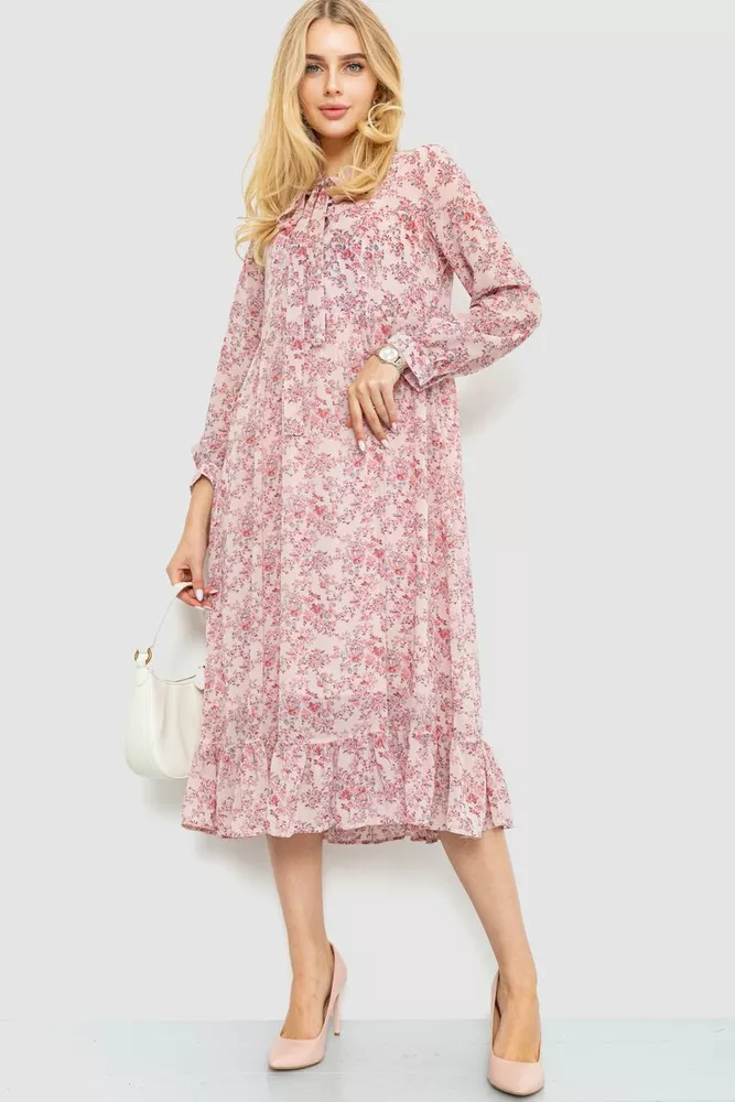 Купить Платье шифоновое на подкладке, цвет розовый, 214R9002 - Фото №1