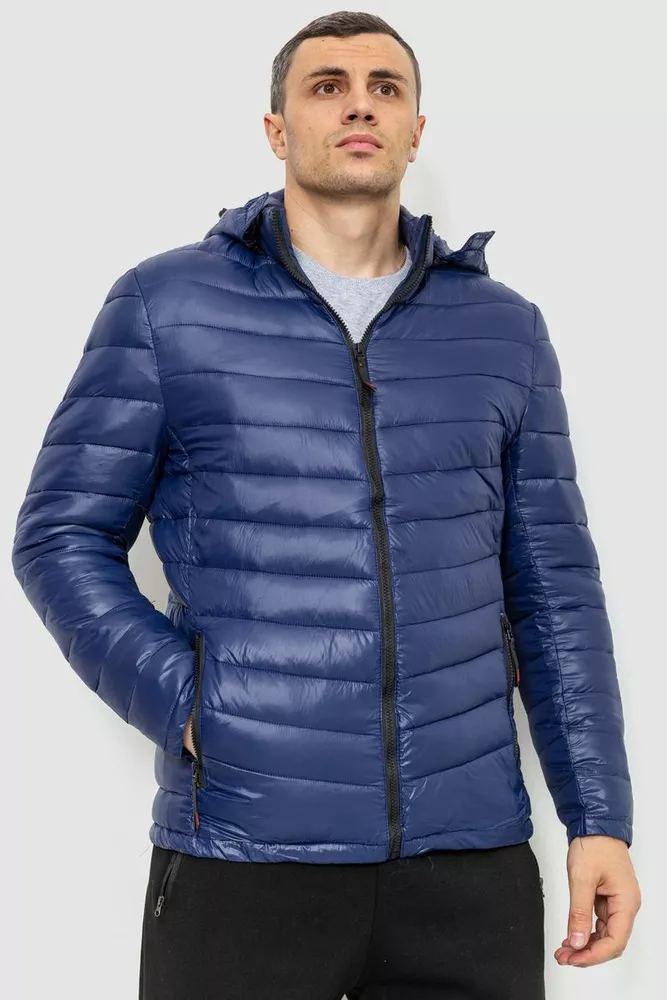 Купити Куртка чоловіча демісезонна з капюшоном, колір синій, 214R05 оптом - Фото №1