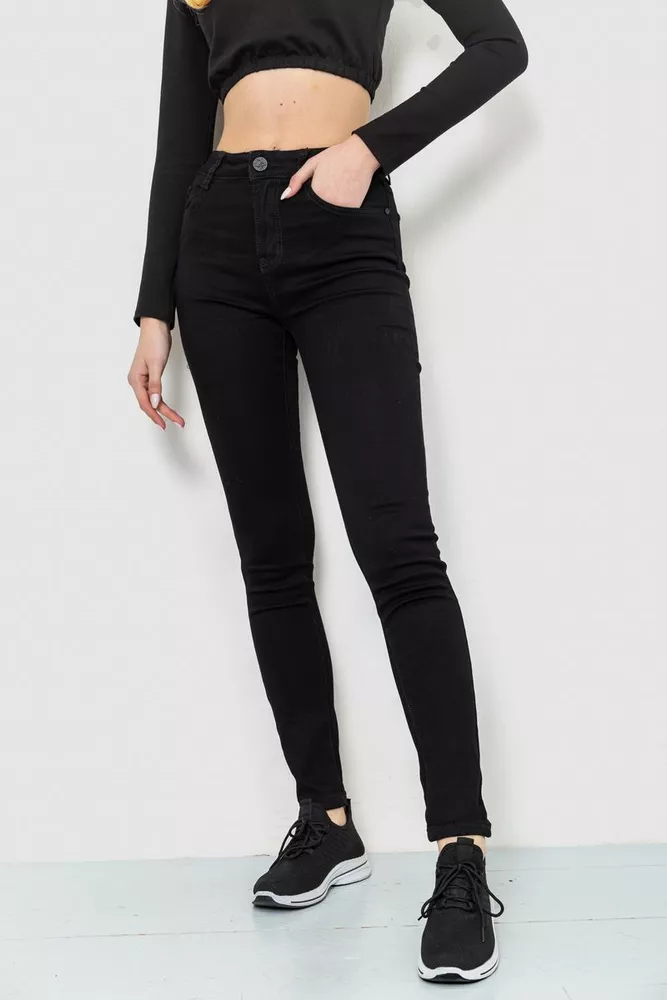 Купити Джинси жіночі стрейч, колір чорний, 214R1445 - Фото №1