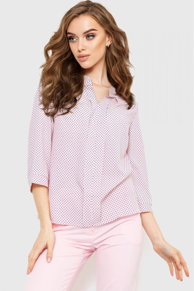 Купити Блуза в горох, колір рожевий, 230R152-1 оптом - Фото №1