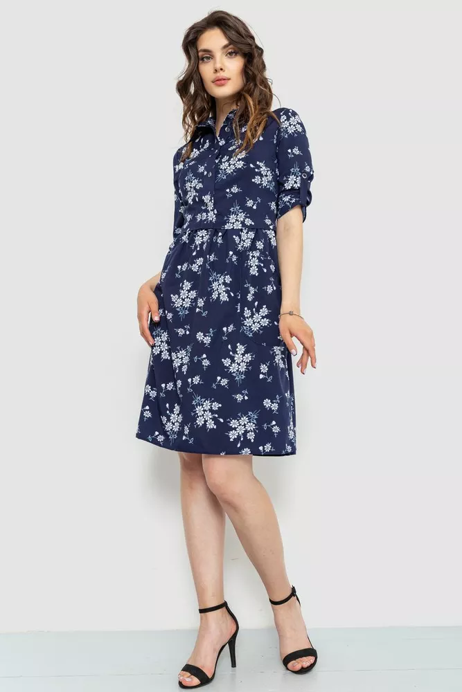 Купити Сукня з принтом, колір темно-синій, 230R037-3 - Фото №1