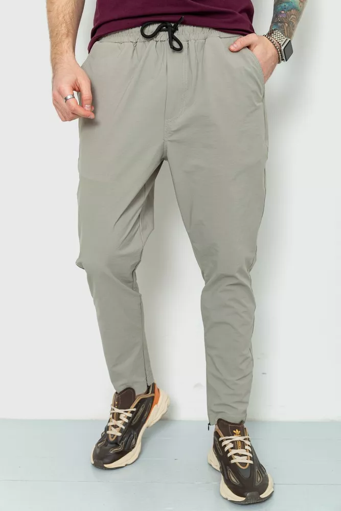 Купити Спортивні брюки чоловічі тонкі стрейчеві, колір світло-оливковий, 157R100 - Фото №1