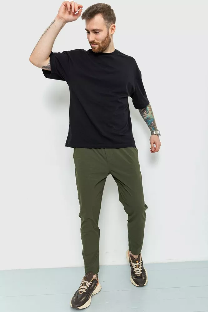 Купити Спортивні брюки чоловічі тонкі стрейчеві, колір хакі, 157R100 оптом - Фото №1