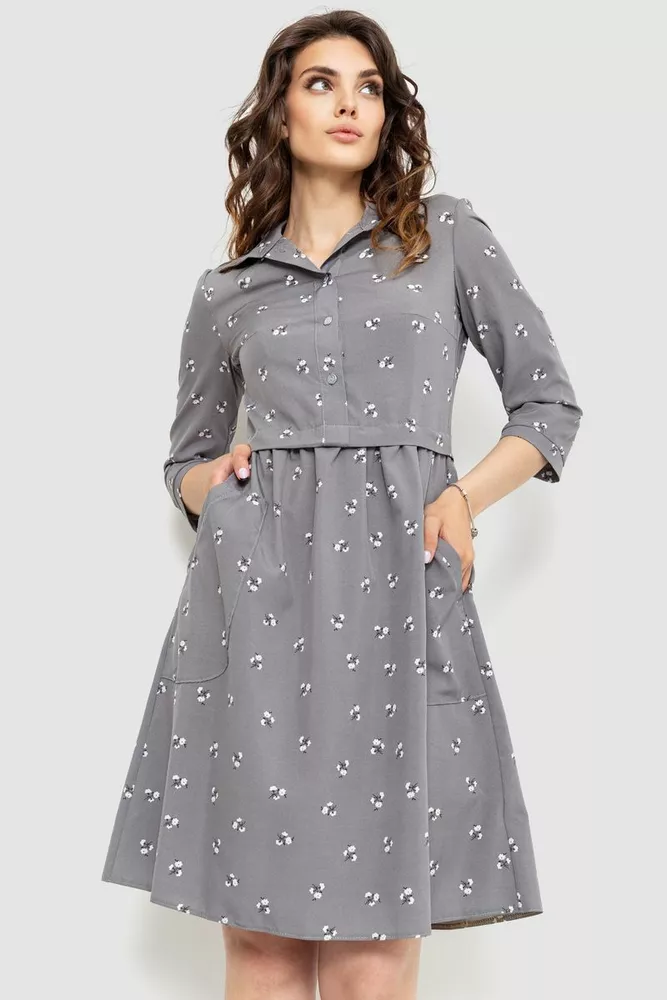 Купити Сукня з принтом, колір сірий, 230R037-3 оптом - Фото №1