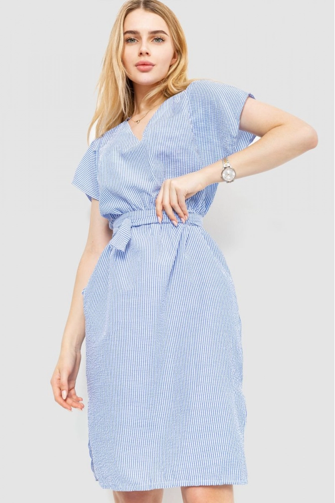 Купити Сукня в смужку, колір синій, 176R021 - Фото №1