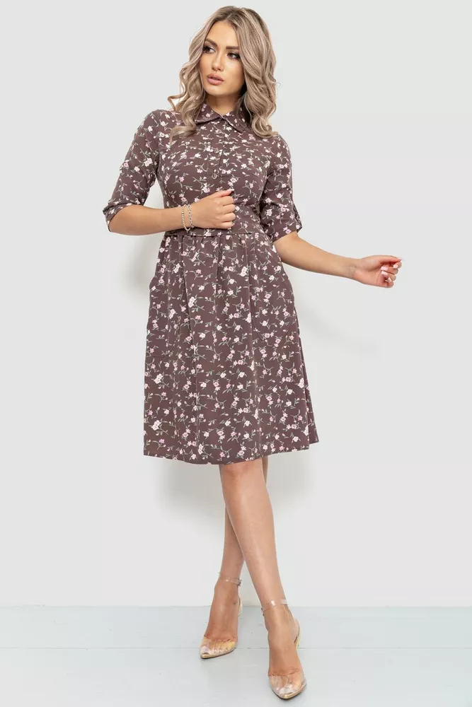 Купити Сукня з принтом, колір мокко, 230R037-3 - Фото №1