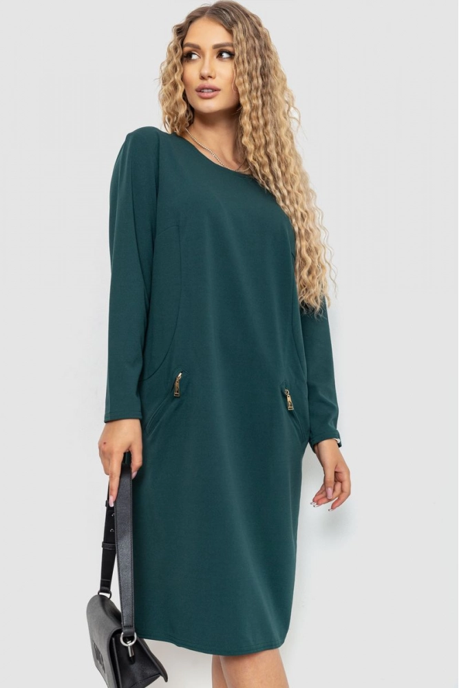 Купить Платье свободного кроя, цвет зеленый, 186R43 - Фото №1